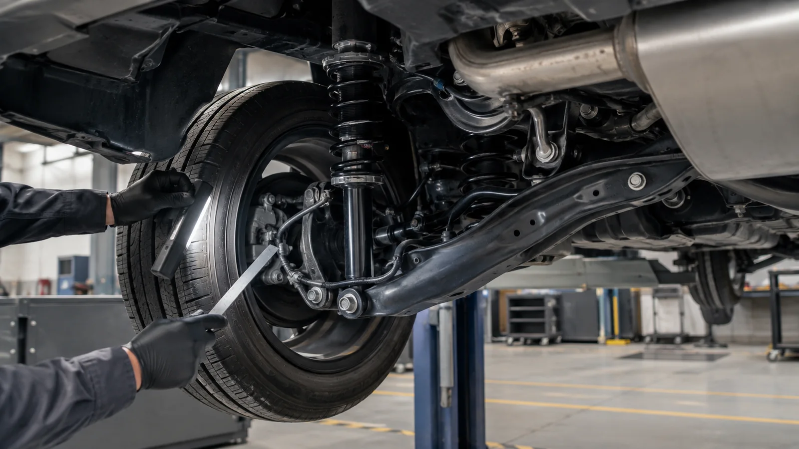Clearance review through suspension movement and surrounding component routing.