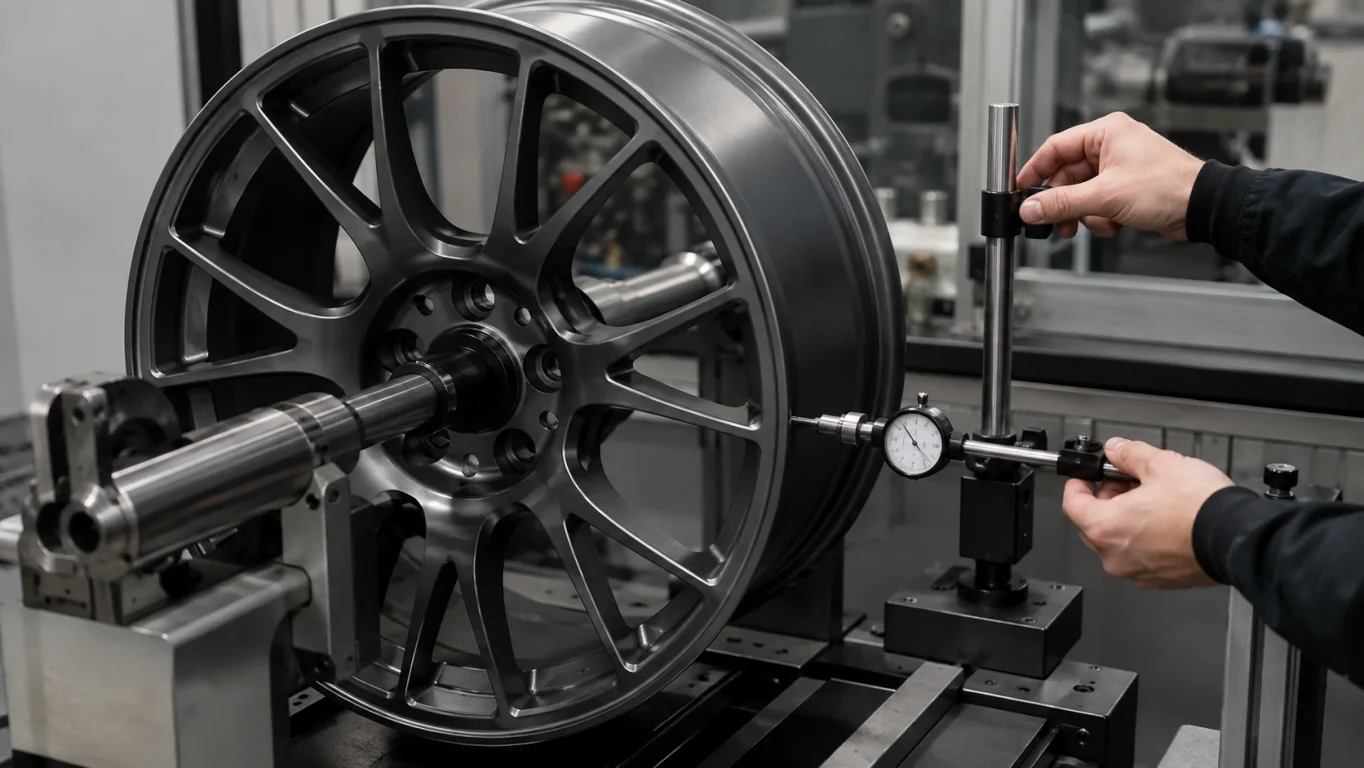 Prototype validation includes runout and dimensional inspection before production approval.