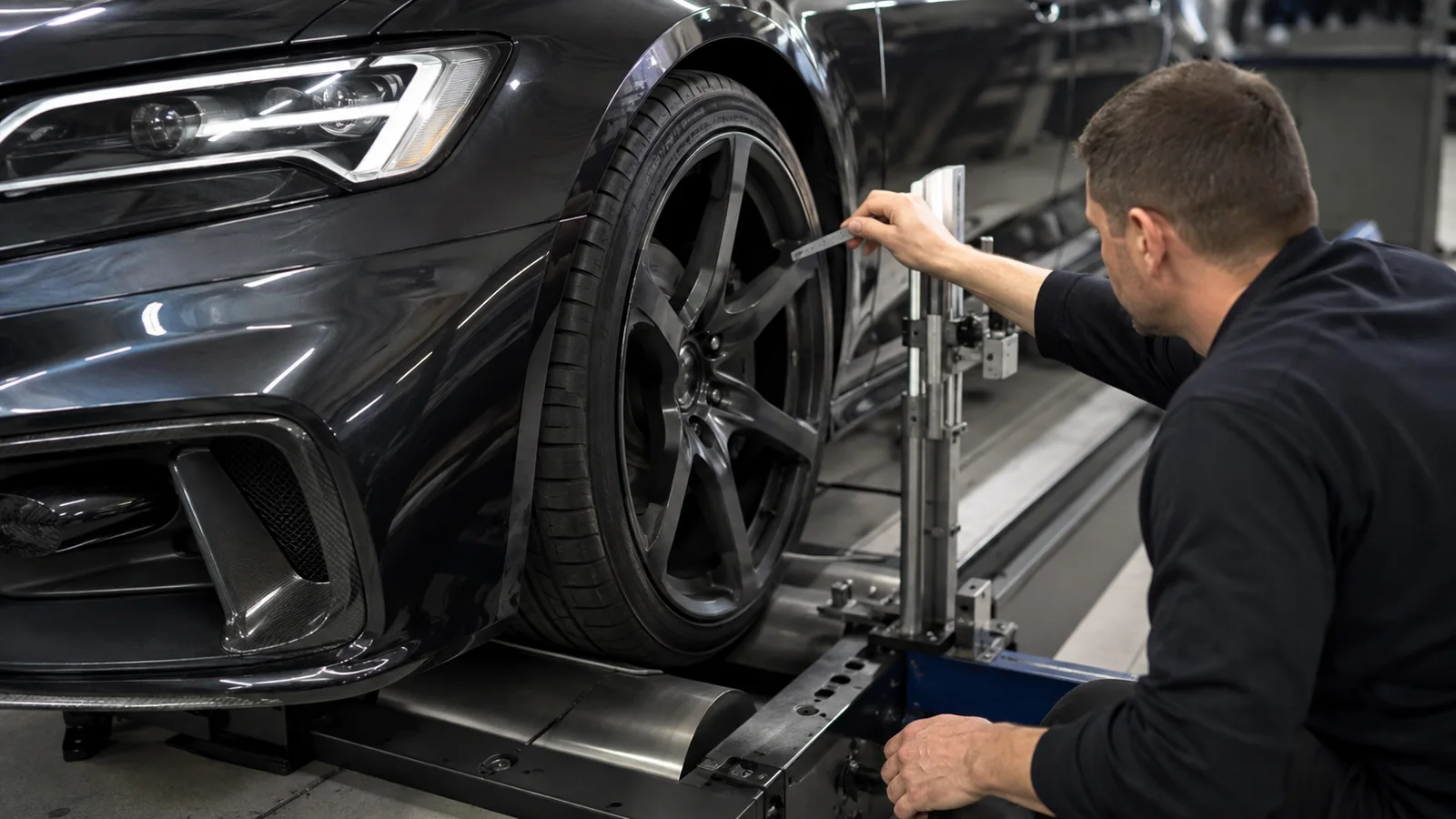 Tire, wheel and suspension clearance are validated through steering and suspension movement.